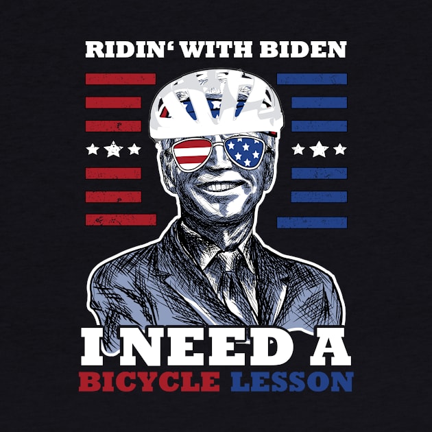 Bicycle Fall trap America Flag Sunglasses Ridin' with Biden by jodotodesign